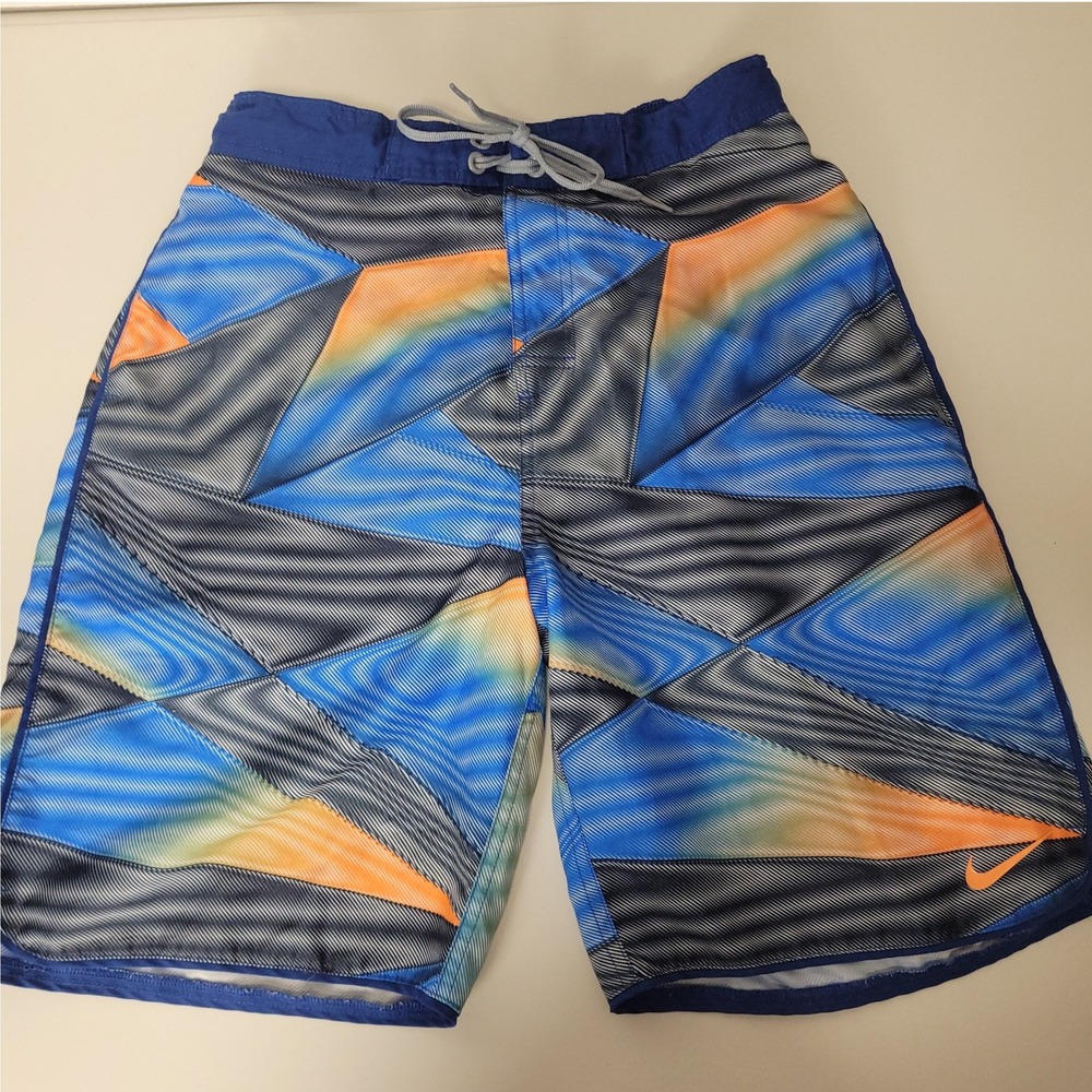Nike Mens Swim Board Shorts Blue Orange Geometric NESS5340 Small